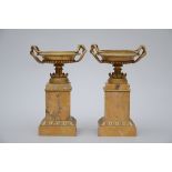 A pair of bronze vases in Sienna marble and gilt bronze (32cm) (*)