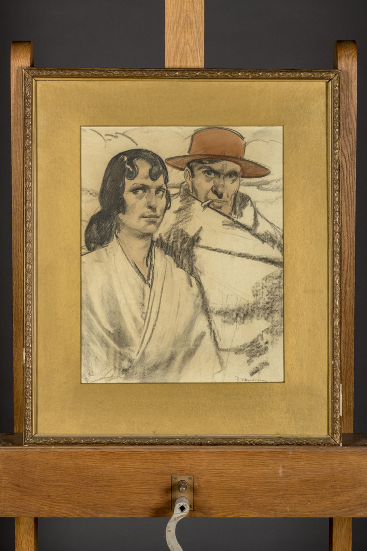 Pieter Van Der Hem: drawing 'Spanish couple' (48x37 cm) - Image 2 of 3