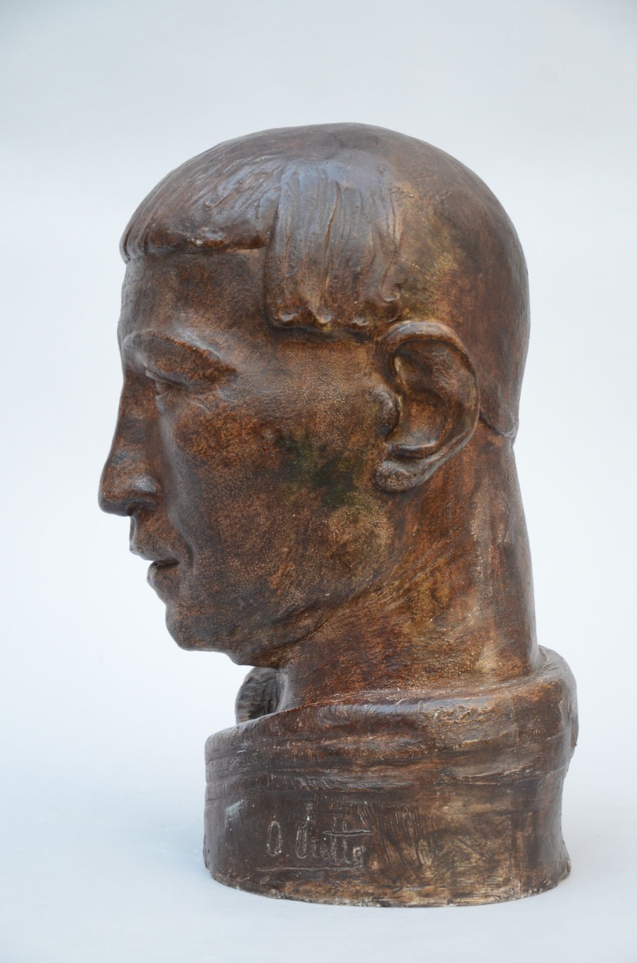 Oscar Piette: plaster statue 'head of a man' (49 cm) - Image 2 of 4