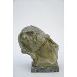 Vindevogel: bronze statue 'head of Christ' (25x32x22 cm)