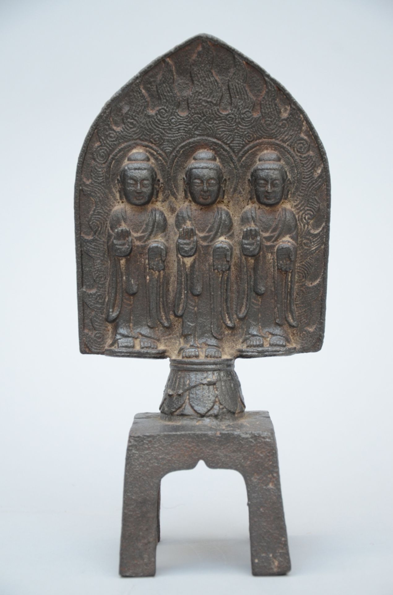 Chinese iron bas-relief with Buddhist scene (25 cm)