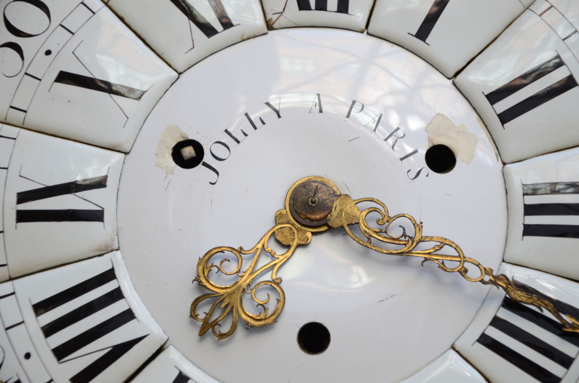 Wall clock on pedestal with Boulle work, Jolly à Paris (140 cm) - Image 3 of 3