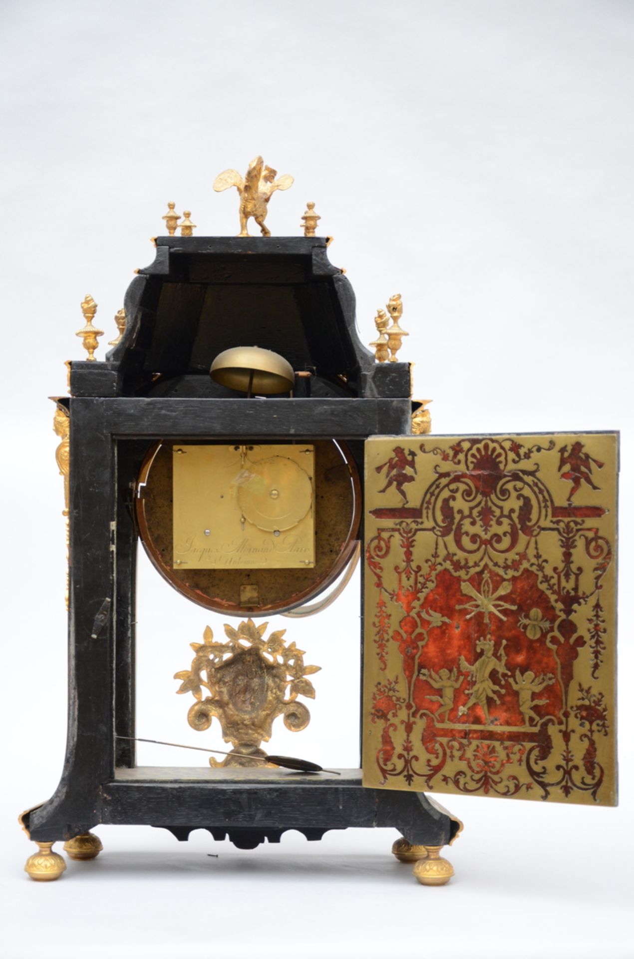 Cartel clock with inlaywork, assembled (77x46x16 cm) (*) - Image 4 of 5