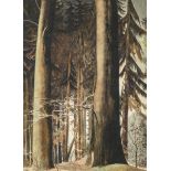 Leon Spilliaert 1938: gouache 'pine and beech forest, autumn' (79x58 cm)