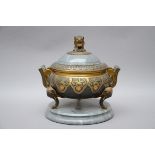 French inkwell in marble and bronze (18 cm)