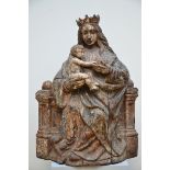 A sculpture in polychrome wood 'seated Madonna and Child' (78 cm)