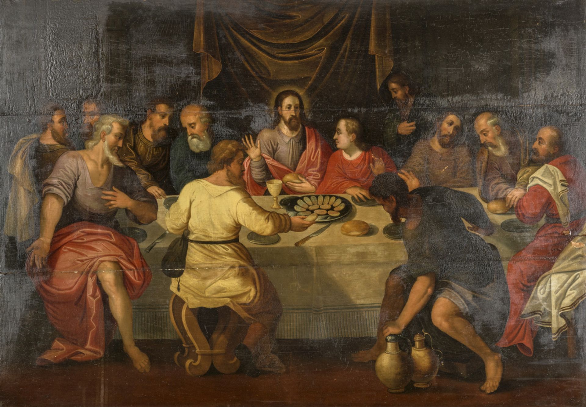 Antwerp school (monogram AF): painting (o/p) 'the last supper' (73x105cm) (*)
