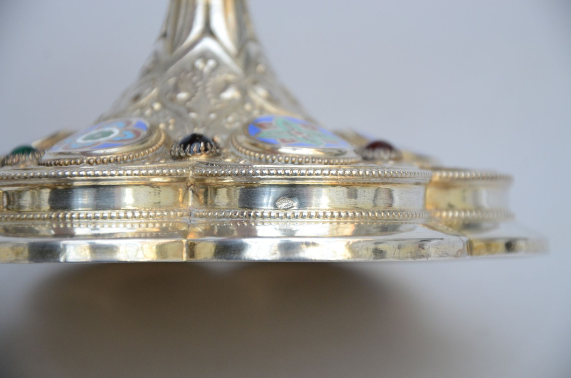 Gothic revival ciborium in silver with enamel and stones (31 cm) - Image 4 of 6