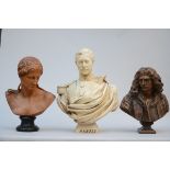 Lot: three busts (h 60 - 77 cm)