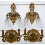 Lot: two pairs of wall lights in bronze (30x40cm) (44x32)