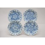 Four plates in Chinese blue and white porcelain, 18th century (26,5 cm) (*)