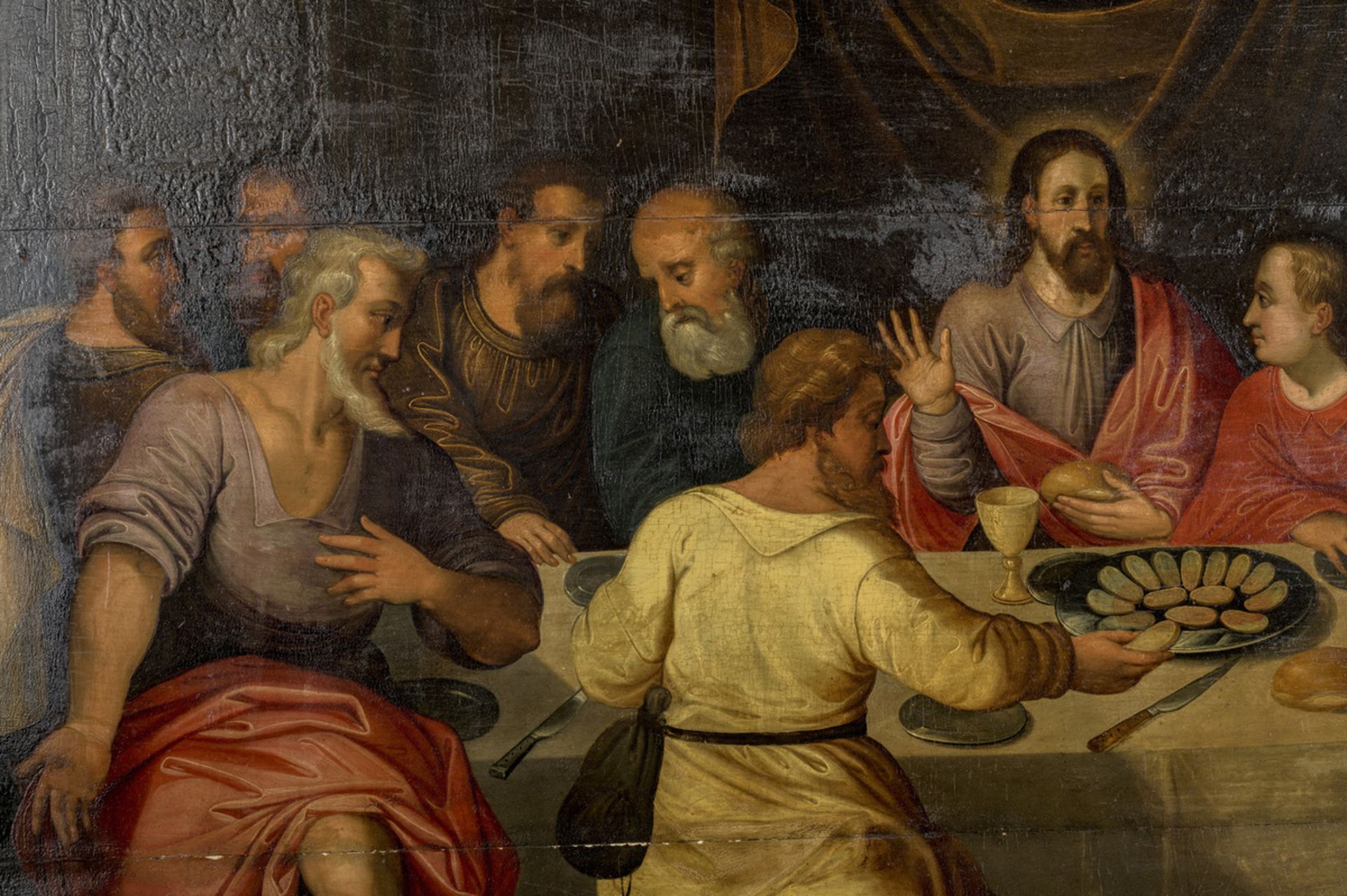 Antwerp school (monogram AF): painting (o/p) 'the last supper' (73x105cm) (*) - Image 3 of 7