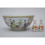 Bowl in Chinese porcelain with gilt decoration 'figures', 18th century (13x29 cm)