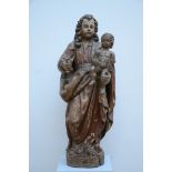 A polychrome wood sculpture 'Standing Madonna and Child', 16th - 17th century (86 cm) (*)