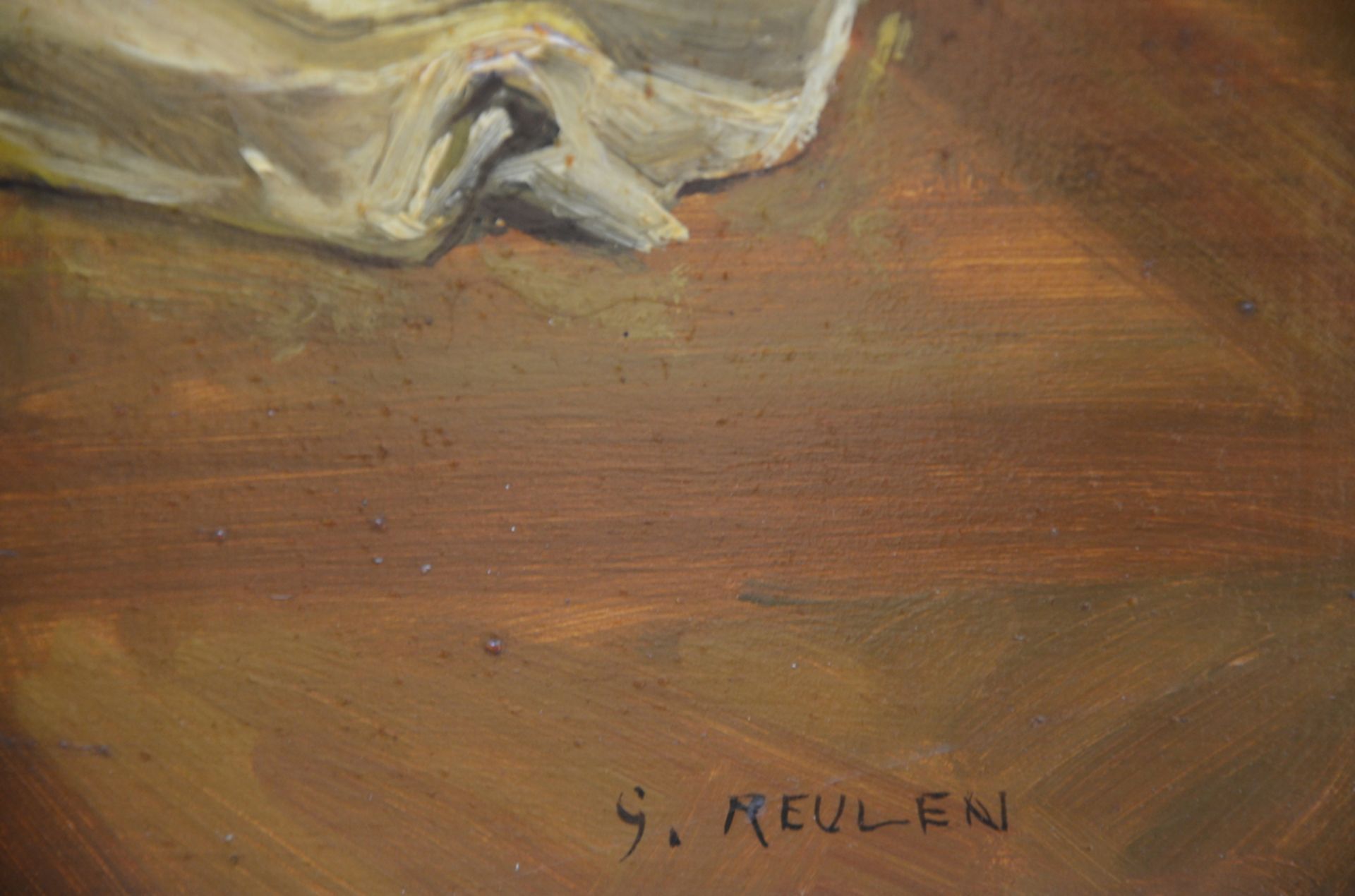 G. Ruelen: painting (o/p) 'lady with a book' (65x53 cm) - Image 4 of 5