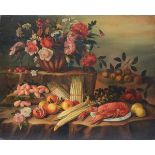 Anonymous: painting (o/c) 'still life with lobster' (80x100 cm)