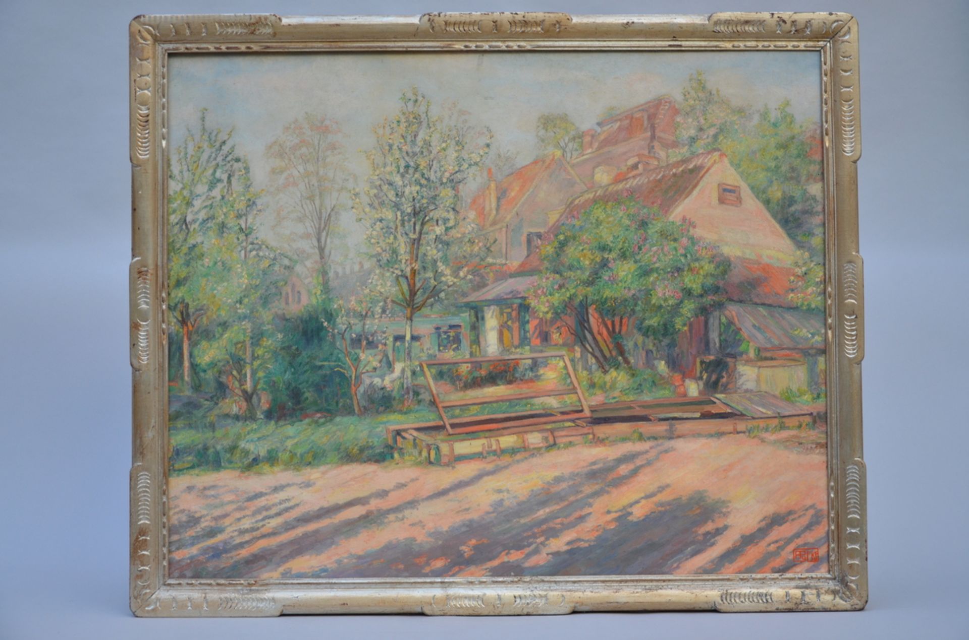 François Pycke: painting (o/c) 'view of a garden' (70x88 cm) - Image 2 of 4