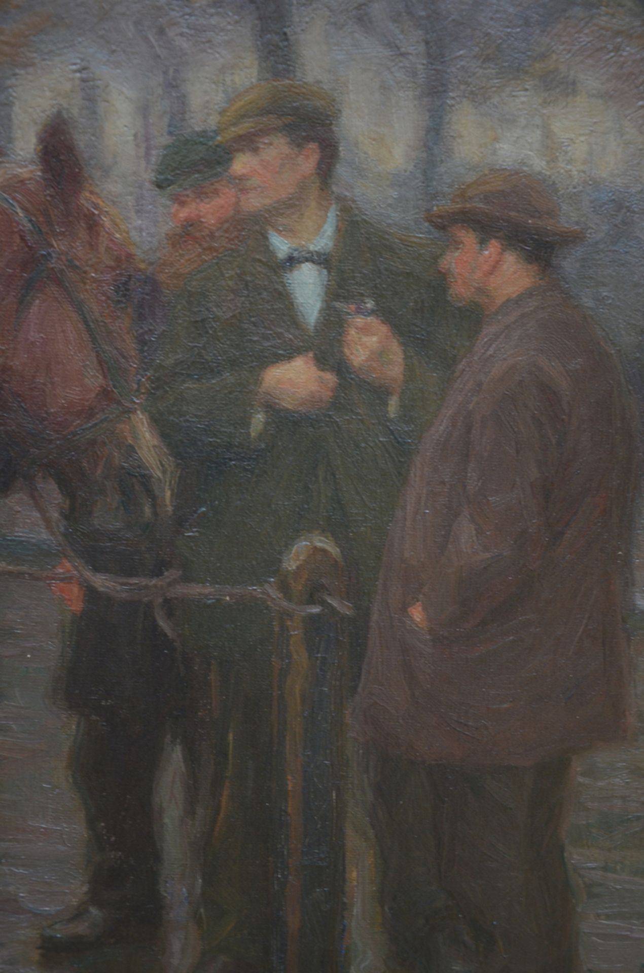 Edgar Farasijn: painting (o/c) 'horse market' (70x108 cm) - Image 3 of 5