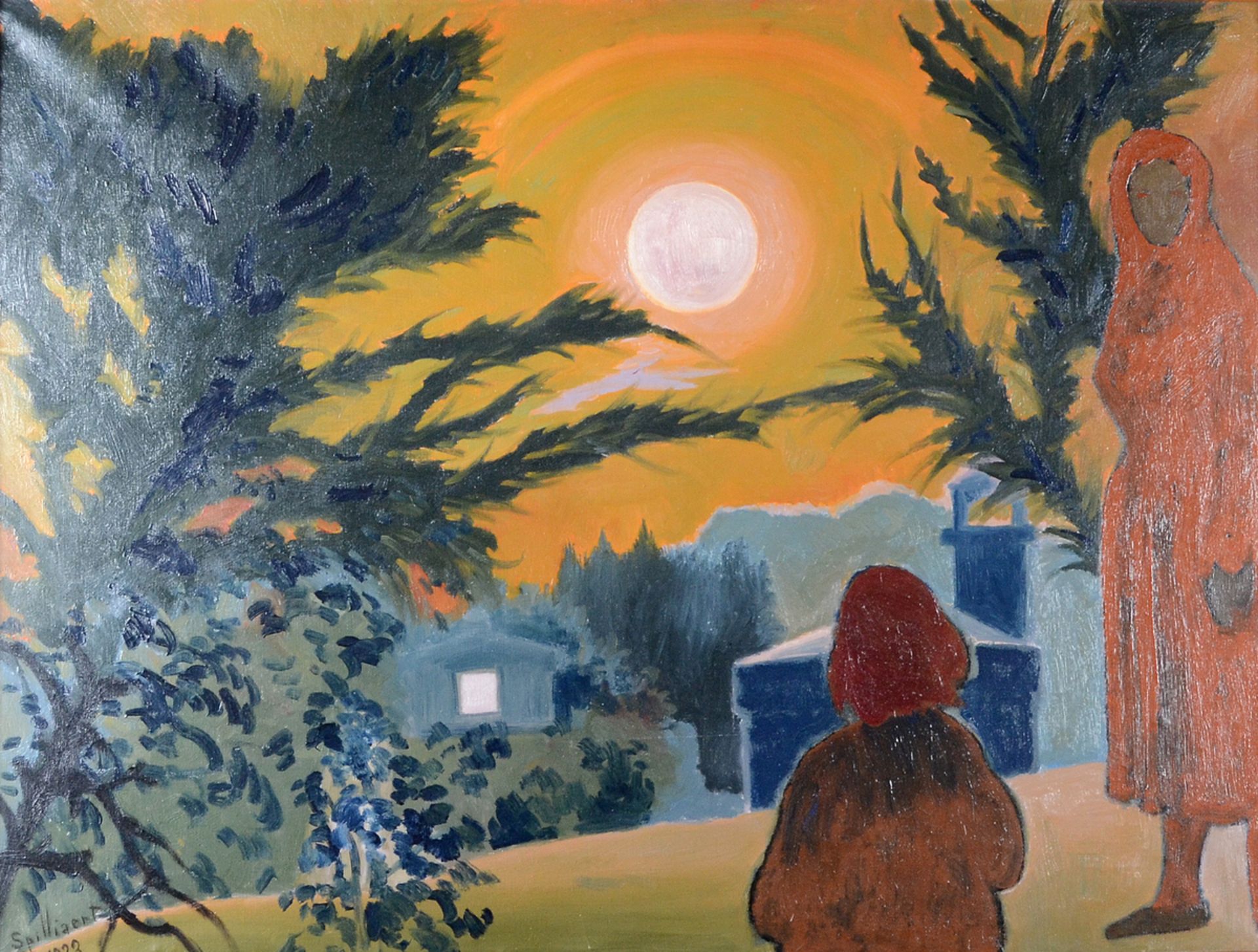 Leon Spilliaert 1923: oil on canvas 'evening twilight' or 'landscape near Grasse' (75.5x100 cm)