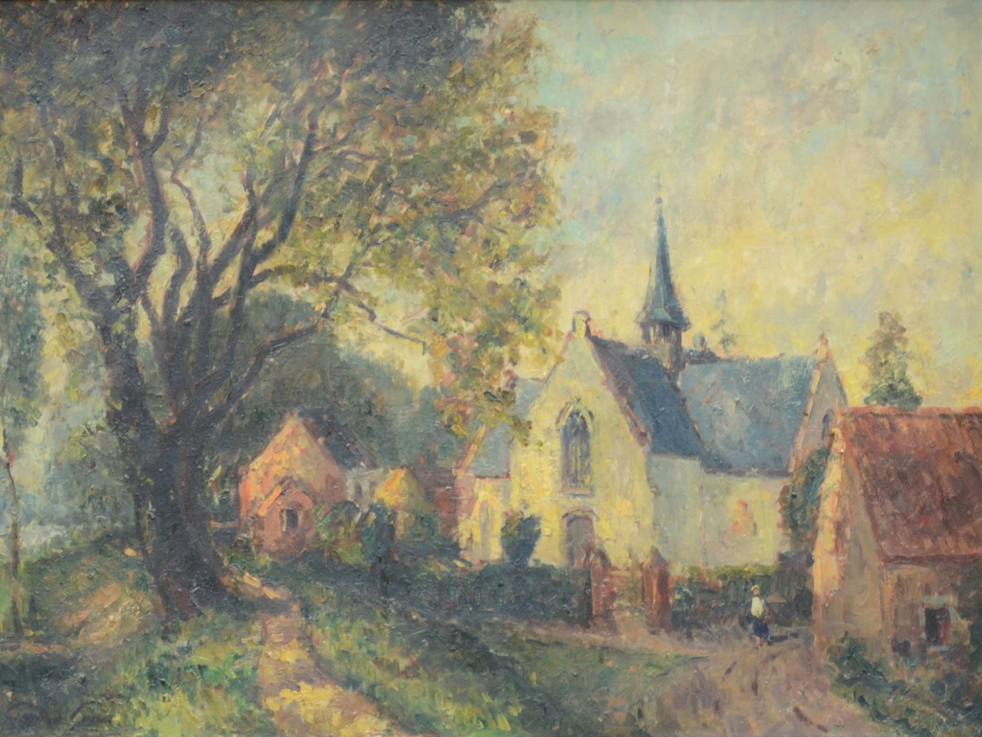 Stephan Gorus: painting (o/c) 'church' (60x80 cm)