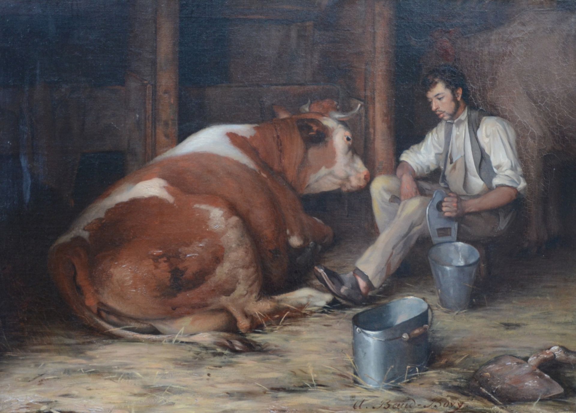 A. Baud Bovy: painting (o/c) 'the veteranarian' (55x76 cm)