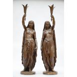 Guillemin E. 1872: pair of large bronze sculptures 'Oriental ladies', foundry Barbedienne (110 cm)