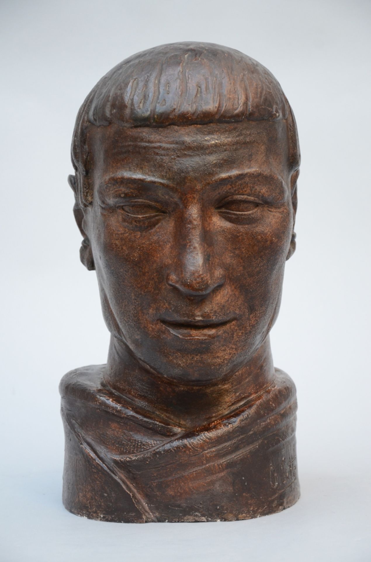 Oscar Piette: plaster statue 'head of a man' (49 cm)
