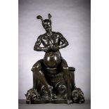 Saudek Rudolf: large bronze sculpture 'Mercurius', cast by gebr. Heine-Leipzig (103x66x35 cm)