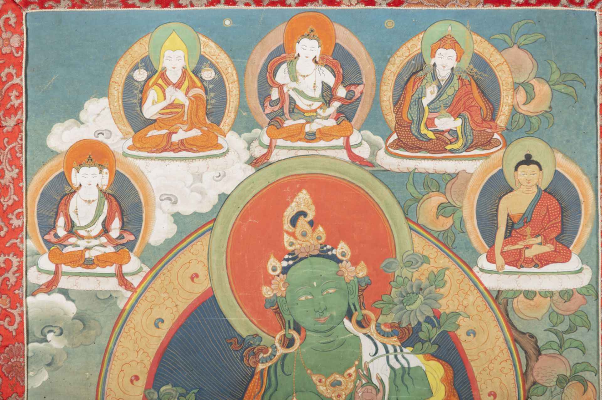 Tibetan thangka 'green tara', 19th century (59x40cm) - Image 2 of 4