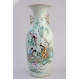 A vase in Chinese porcelain 'musicians', double decoration (h58cm)