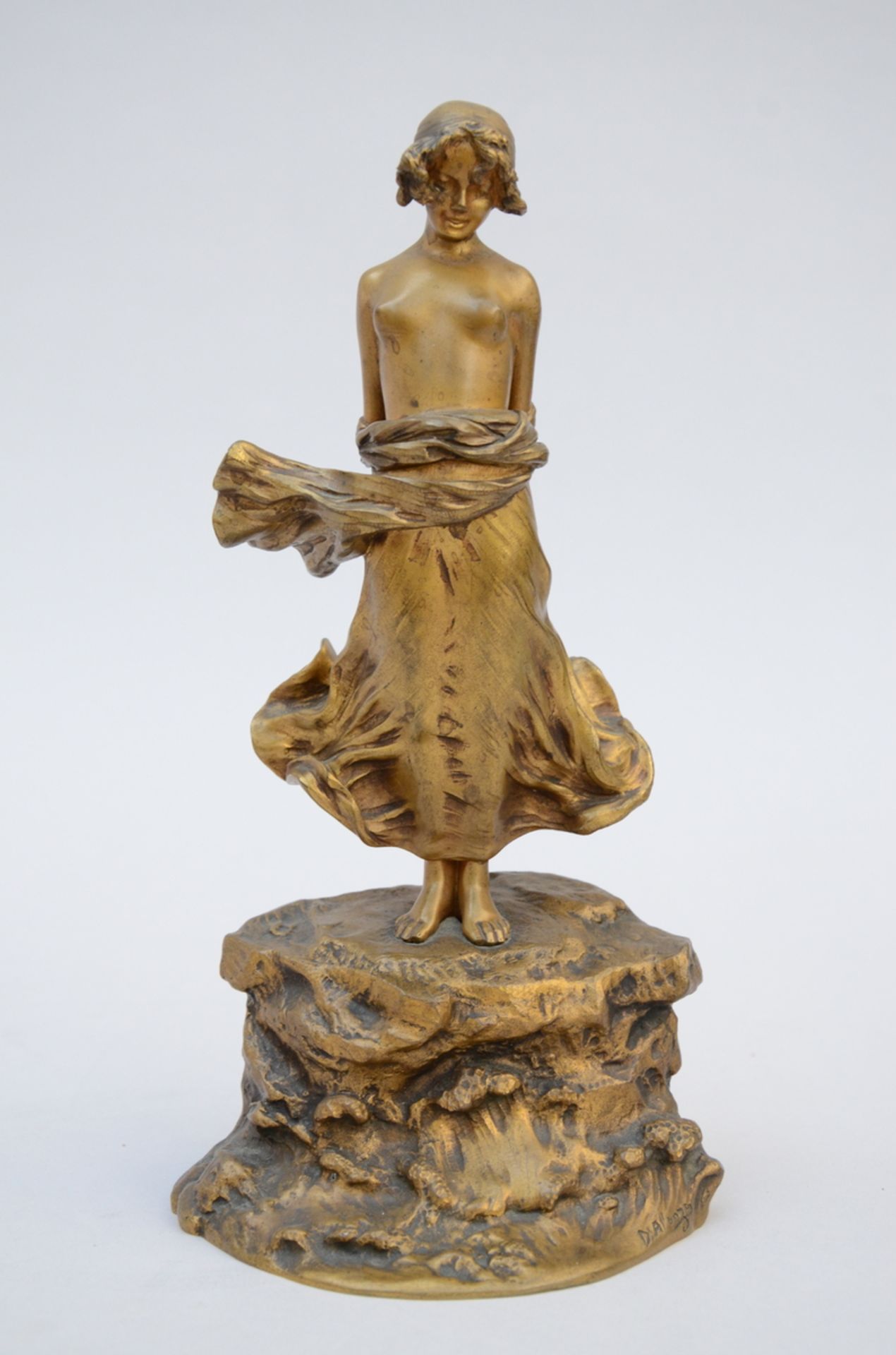 Dominique Alonzo: gilt bronze sculpture 'the breeze' (h29cm)