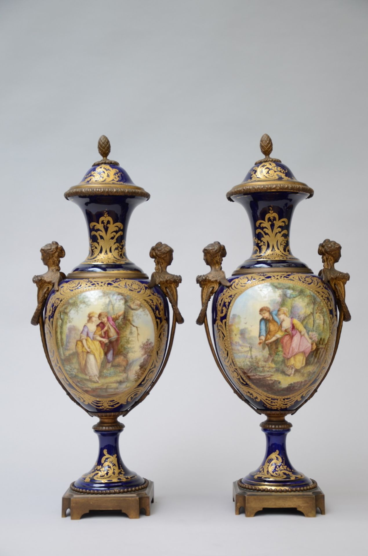A pair of SËvres faience vases with bronze mounts (h 60cm) (*)