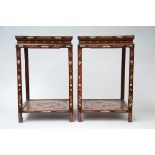 A pair of Chinese wooden stands with inlaywork, 19th century (70x46x46cm)