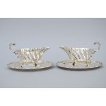 A pair of silver sauce bowls by Bourdon (12x23x17cm)