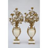 A pair of Louis XVI candlesticks in marble and bronze (h53cm)