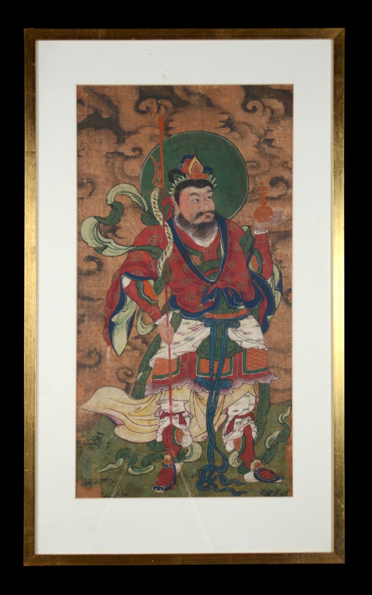 Two Chinese paintings 'temple guardian' 17th/18th century (58x30cm) (50x26cm) (*) - Image 2 of 4