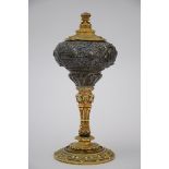 A beaker in gilt bronze and silver 'exposition Gand 1878', by Van Lancker Ghent (h30cm)(*)