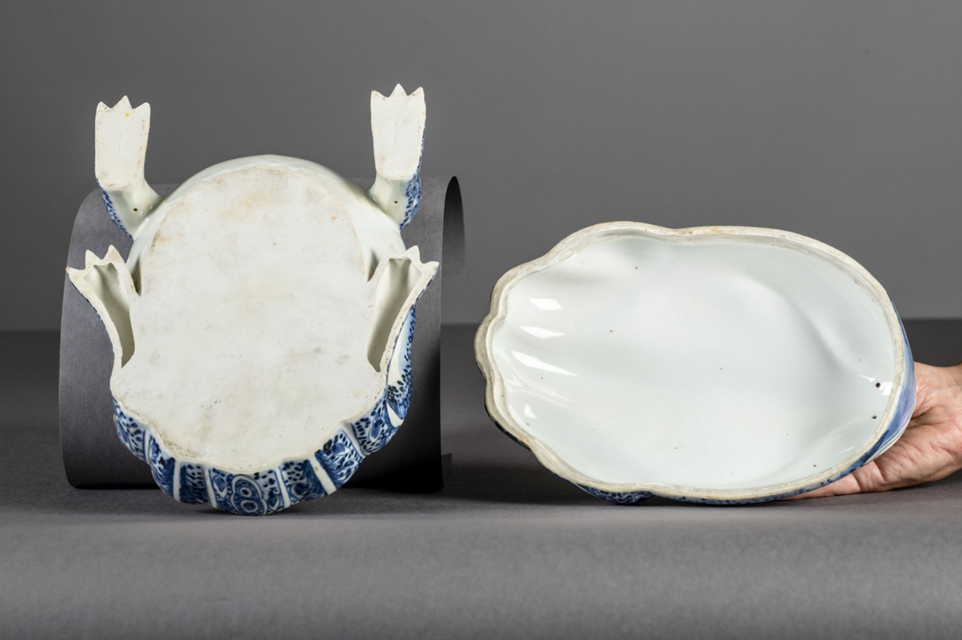 Toad-shaped tureen in Chinese blue and white porcelain (13x26cm) - Image 4 of 4