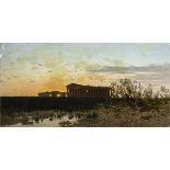 Frederico CortesÈ 1873: painting (o/c) 'sunrise over a Roman temple' (76x150cm) (*)