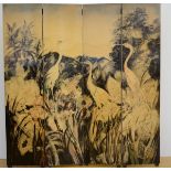 Albert Saverijs: 4-piece folding screen 'birds' (170x160cm)