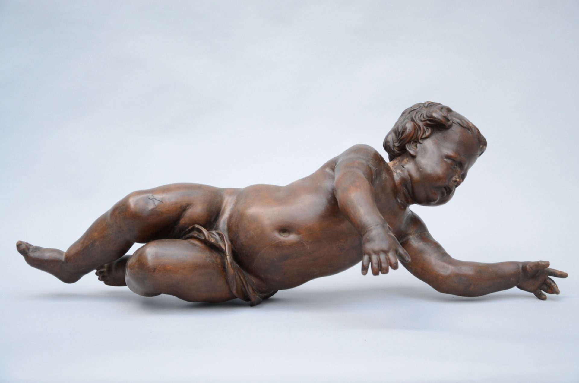 Large 'Angel' in sculpted wood, Baroque (85 cm) (*) - Image 3 of 4