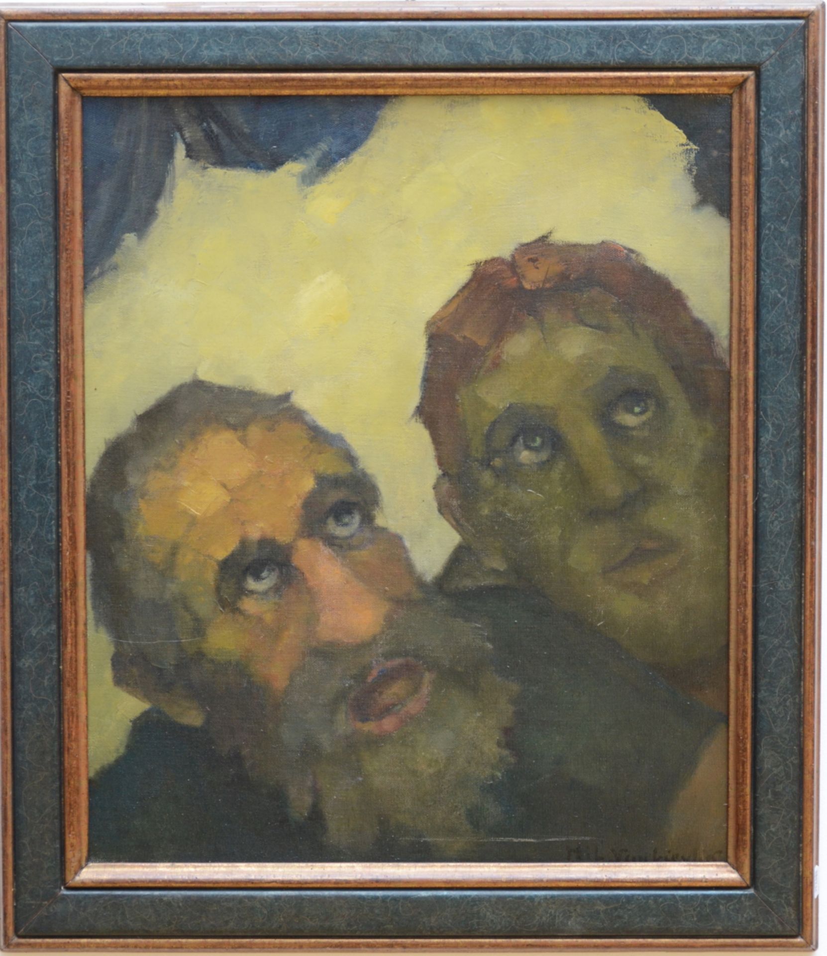Hilaire Vanbiervliet: painting (o/c) 'faces' (60x50cm) - Image 2 of 4
