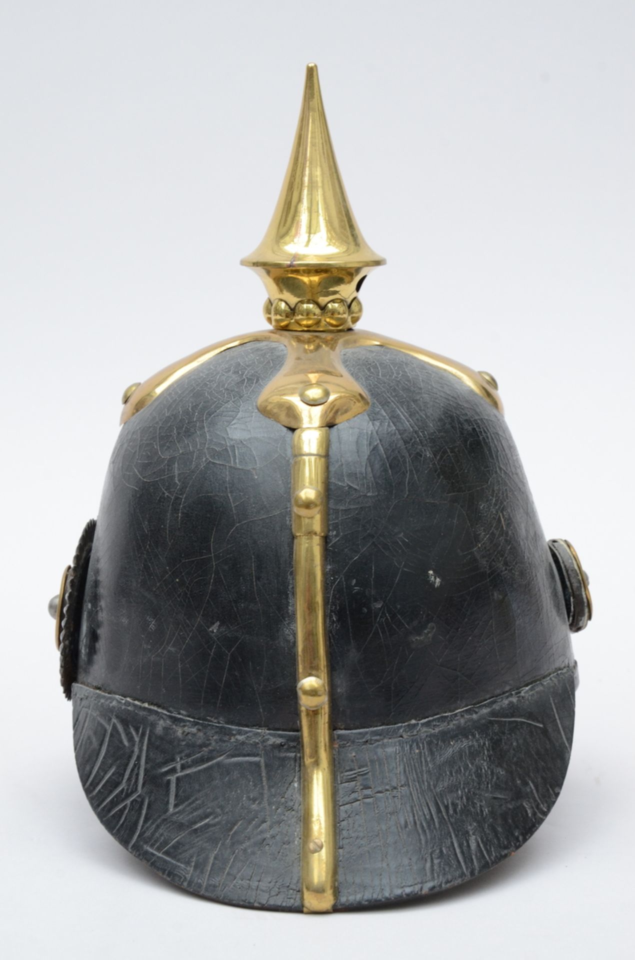 A Prussian leather 'pickelhaube' helmet (h28cm) - Image 3 of 3