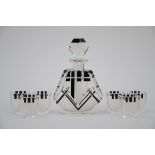 An art deco set in crystal attributed to Karel Palda (carafe h22cm)