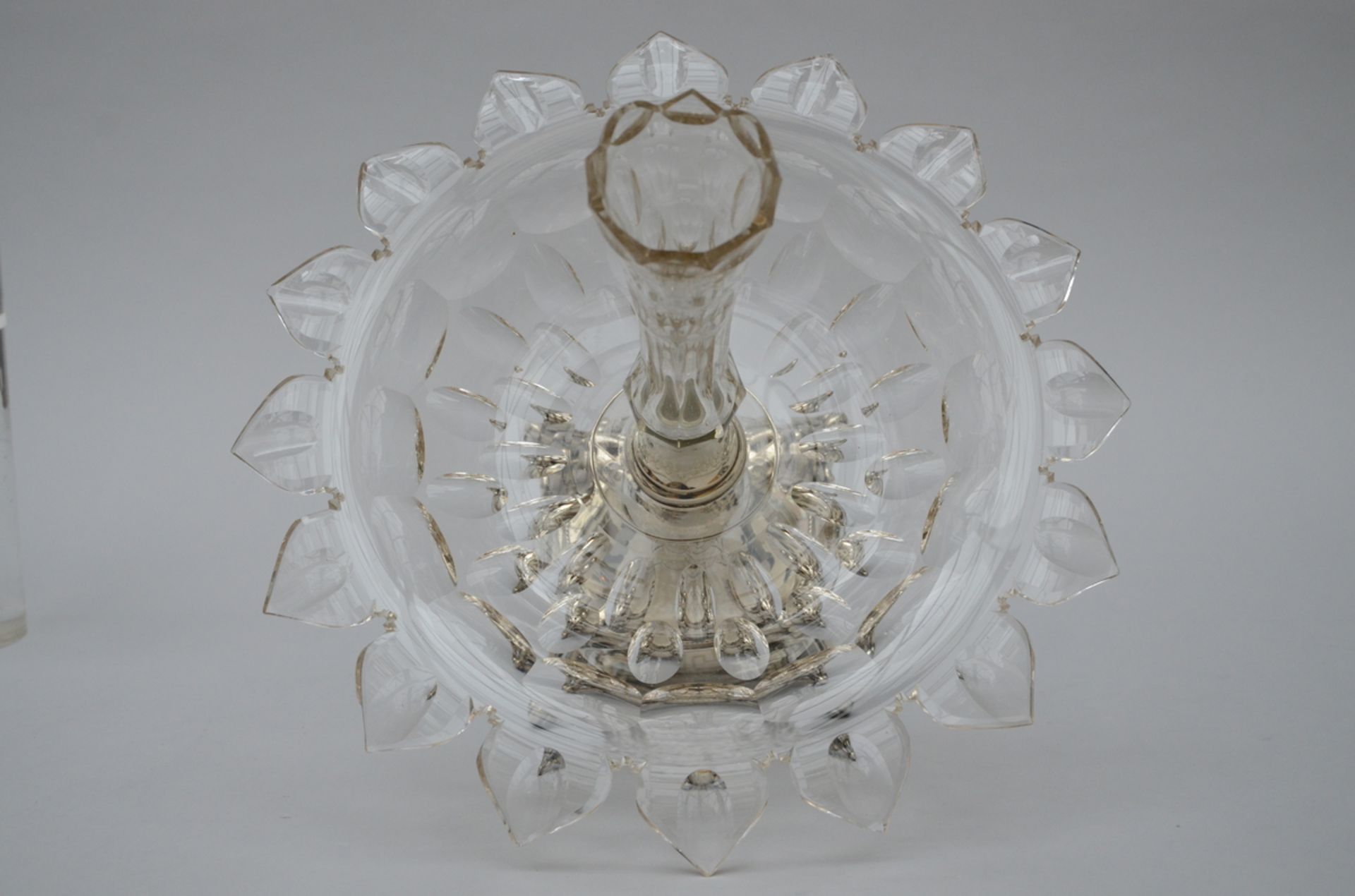 Flower vase in silver and crystal, Louis-Philippe (46x40cm) (*) - Image 3 of 6
