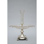 Flower vase in silver and crystal, Louis-Philippe (46x40cm) (*)