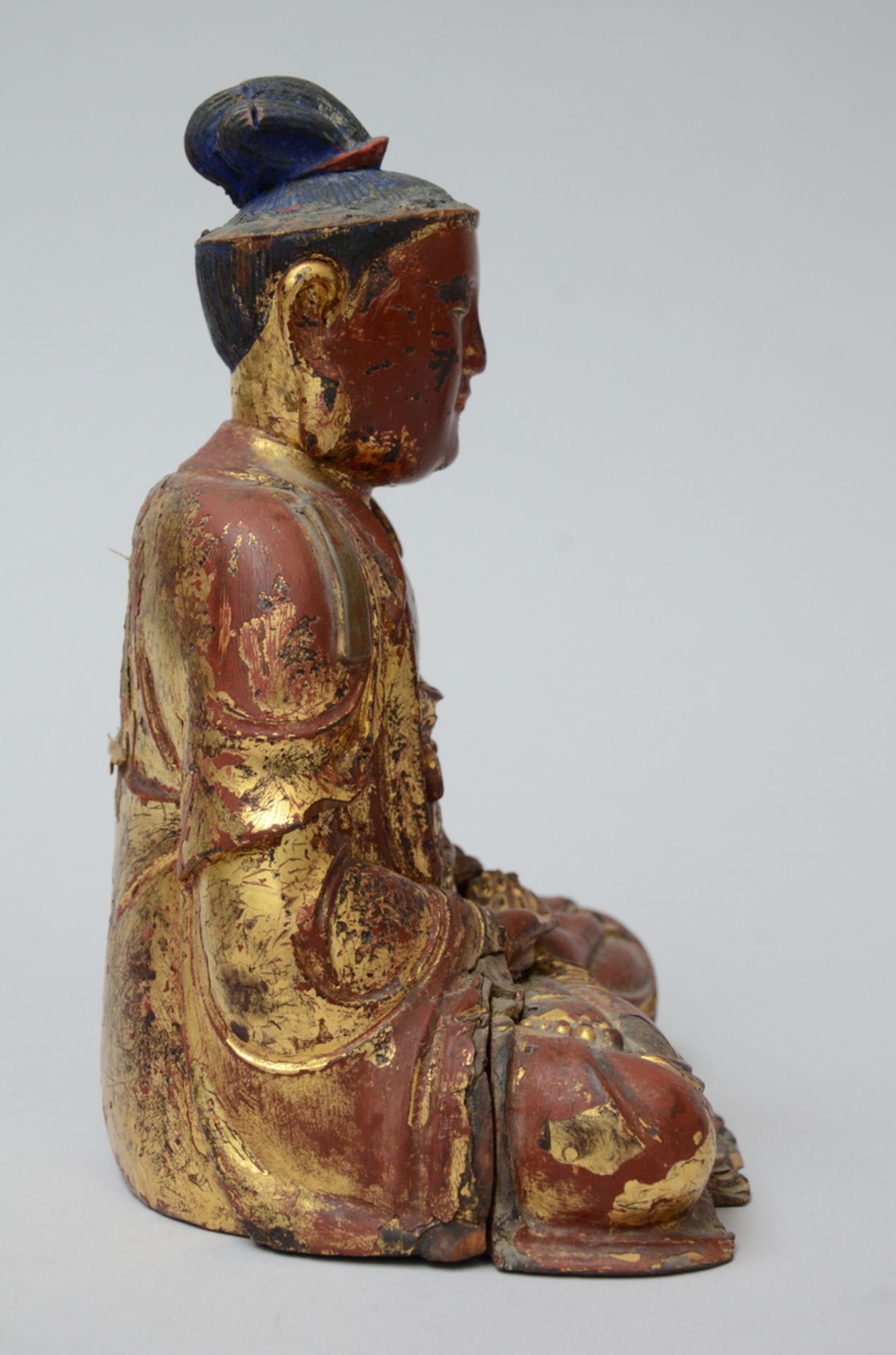 A Chinese bodhisattva in lacquered wood, 18th century (h22cm) (*) - Bild 2 aus 6