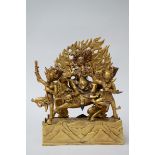 Gilt bronze statue 'Shri Devi', Tibet or Nepal (38x31x15cm)