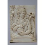 Ivory bas-relief 'Female saint with crucifix', 17th century (16x11.5cm)