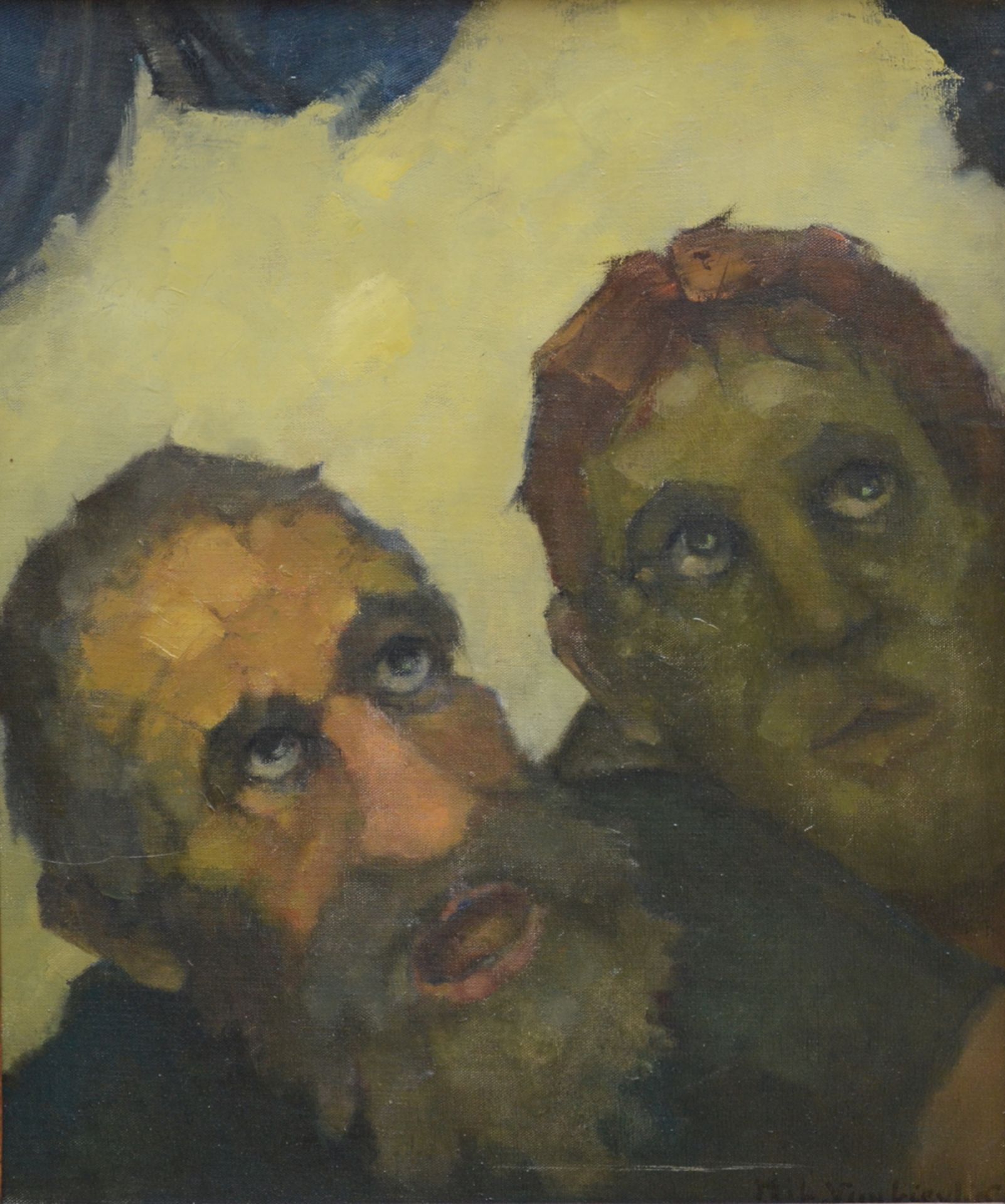 Hilaire Vanbiervliet: painting (o/c) 'faces' (60x50cm)